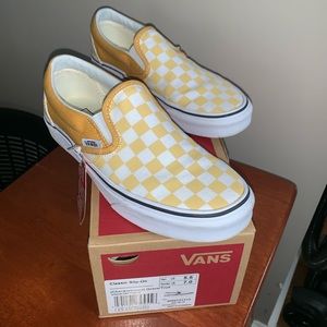 NEW Yellow Checkered Slip-On Vans